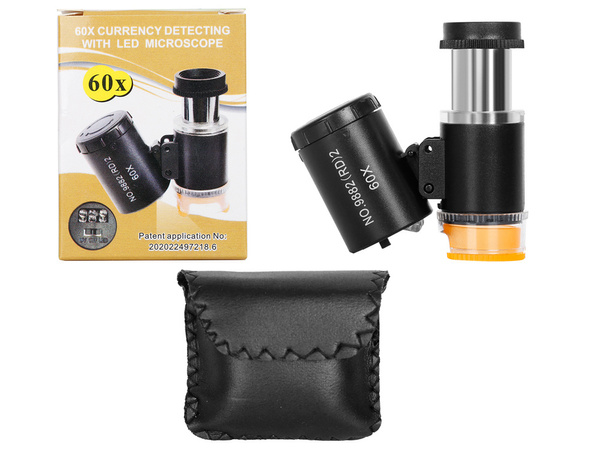 Kabatas mikroskops juveliera lupa 2 led uv