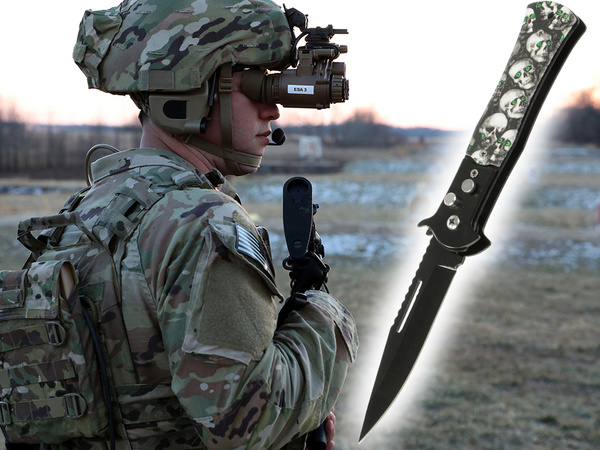 Couteau de poche pliant en acier tactique militaire