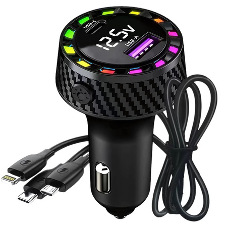 Nabíječka do auta usb-c 14w a usb-a 15w pro zásuvku zapalovače cigaret rychle
