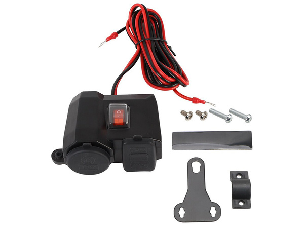 Prise allume-cigare moto voltmètre 2x usb