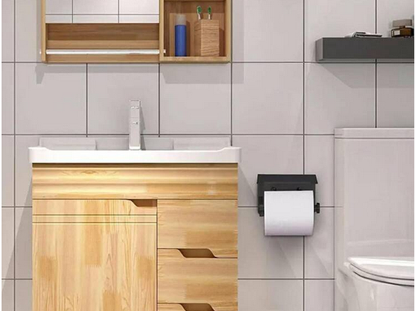 Portarrollos de papel higiénico con estante para teléfono loft negro wc acero