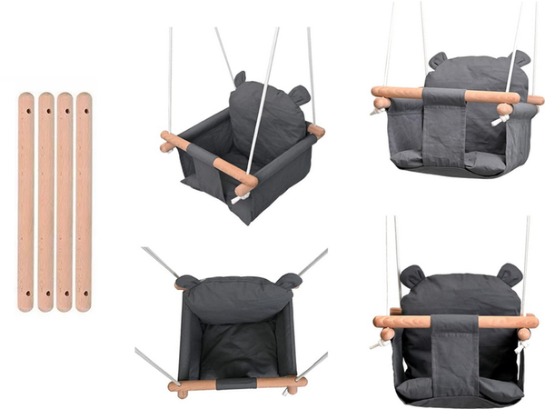 Dětská houpačka dřevěný kbelík houpačka měkký materiál houpačka