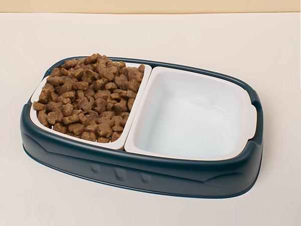 Double bowl for dog cat removable water and food bowls large plastic