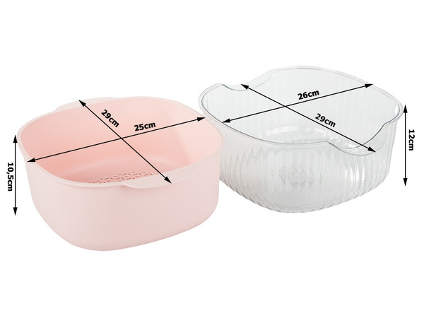 Double bowl for washing fruit colander strainer basket strainer strainer