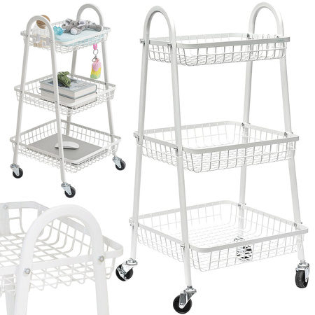 Estante cocina baño armario con ruedas estante de metal tres niveles 3