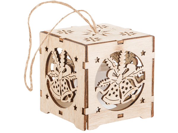 Lemn agățat lanternă copac de crăciun iluminat crăciun ornament clopote