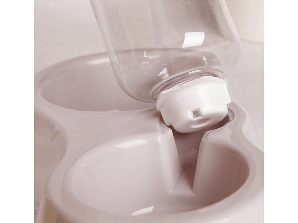 Écuelle double avec distributeur d'eau pour chien chat