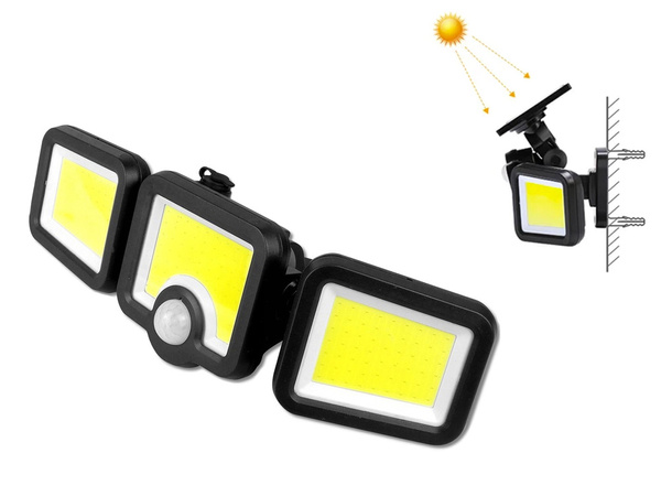 Lampe solaire avec capteur de mouvement crépusculaire 171 led panneau séparé jardin