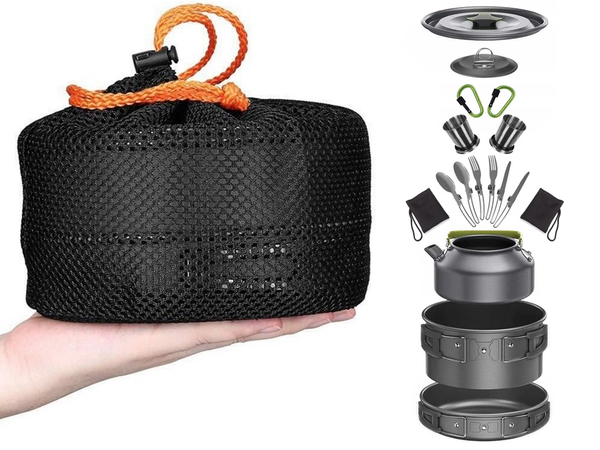 Camping cookware set kemping kettle frying pan 18in1