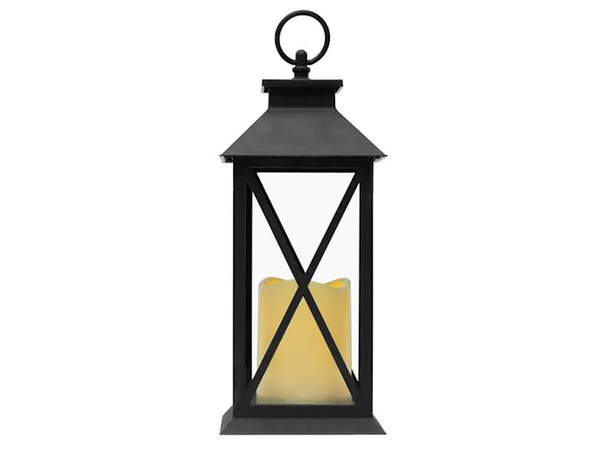DECORATIVE LED LANTERN WITH ELECTRIC BATTERY-POWERED CANDLE
