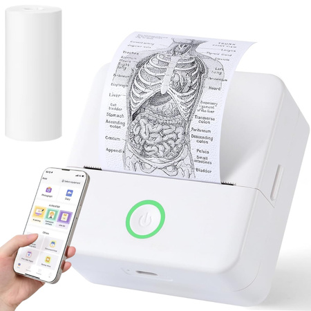 Mini traadita termoprinter, käsitaskuvõimalusega fotode ja märkmeid printimiseks