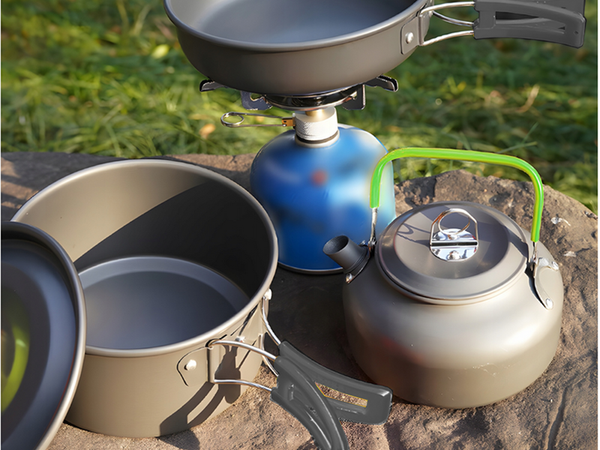 Camping cookware set kemping kettle frying pan 18in1