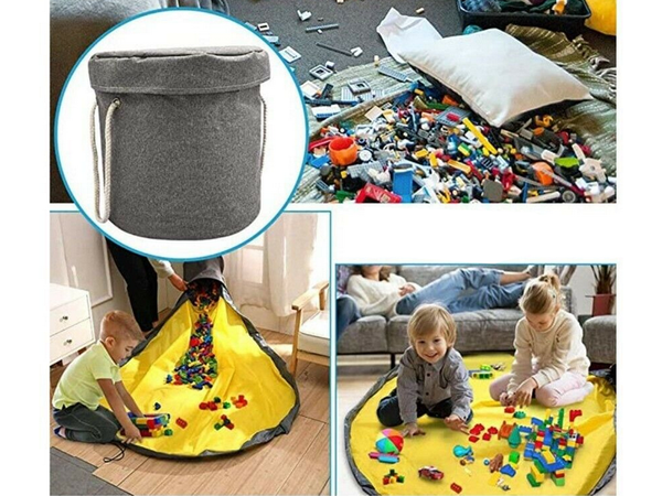 Bac à jouets blocs avec tapis sac organisateur bac à jouets avec couvercle poignées