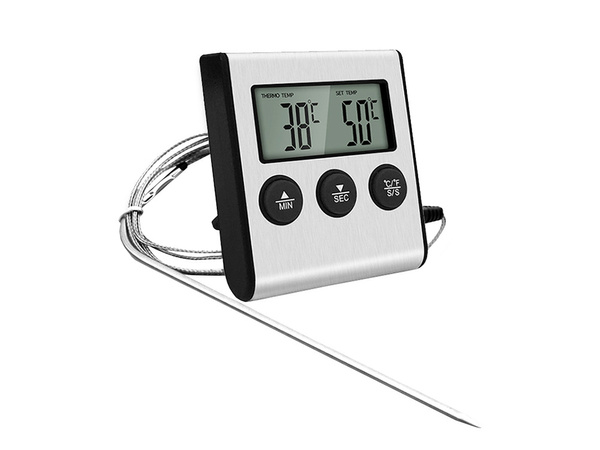 Thermometer mit thermosonde zum garen von fleisch aus der räucherkammer