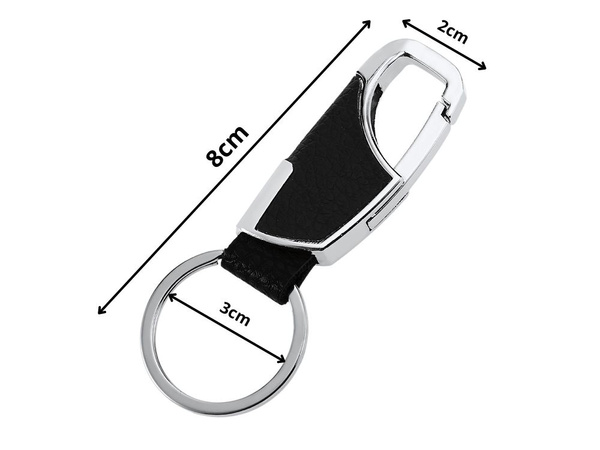 Inel cheie metal inel cheie piele faux argint negru