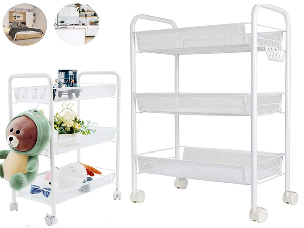 Étagère de salle de bain armoire de cuisine sur roulettes étagère métallique à trois niveaux 3