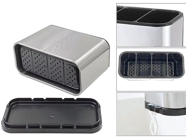 Range-couverts acier inoxydable organiseur de cuisine 4 compartiments plateau