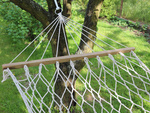 Hamaca de jardín red de cuerda travesaños de madera boho trenzado blanco