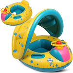 Wheel inflatable swimming toy with canopy with seat
