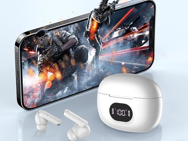 Bluetooth vezeték nélküli fülhallgató ledes töltő tokkal és mikrofonnal