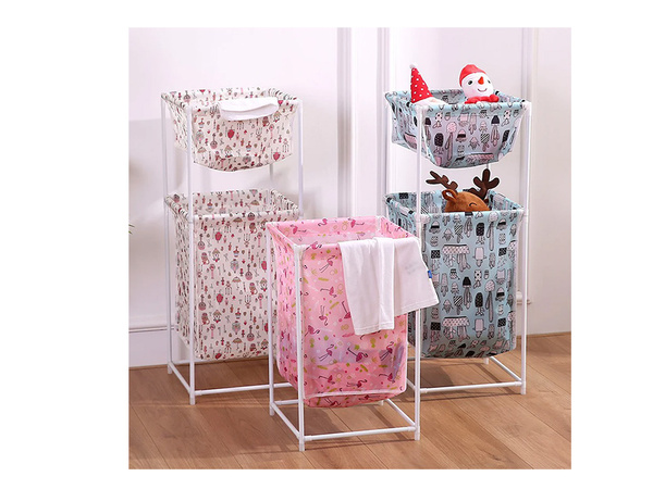 Laundry basket double shelf linen clothes basket
