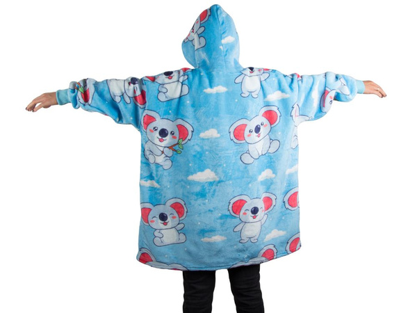 Ciepła bluza koala koc oversize xxl 2w1 gruba futrzak miękka z kapturem