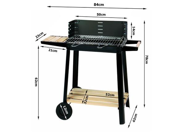 Gartengrill grosse holzkohle bbq verstellbaren rost regale räder tragbar