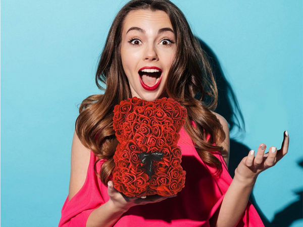 Pétalo de rosa osito de peluche regalo caja grande rosa xl