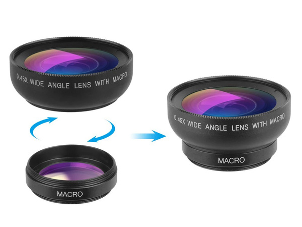 Smartphone obiectiv 2in1 0.45x 12.5x macro clip-on camera