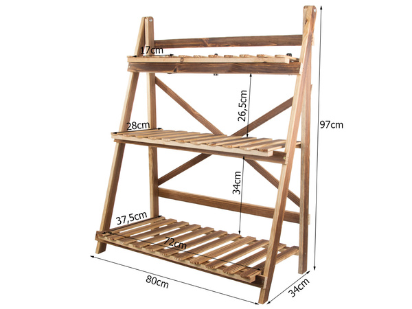 Flower pot high standing wooden flower bed 3 tier bookcase