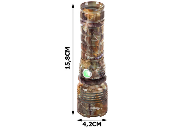 Bailong zoom cree rezultātā xhp160 usb taktiskais lukturītis