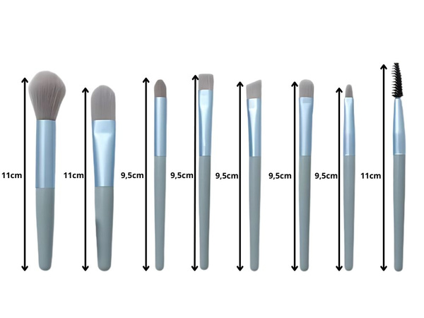 SET DE 8 PINCEAUX PROFESSIONNELS POUR LE MAQUILLAGE DES YEUX ET DES SOURCILS AVEC ÉTUI COSMÉTIQUE