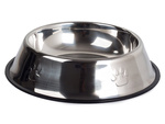 Écuelle en métal pour chien chat argent sur caoutchouc 1.3l