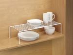 Metal shelf adjustable in width expandable for kitchen organiser white