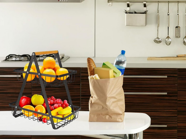 Kitchen shelf loft kitchen organiser with basket