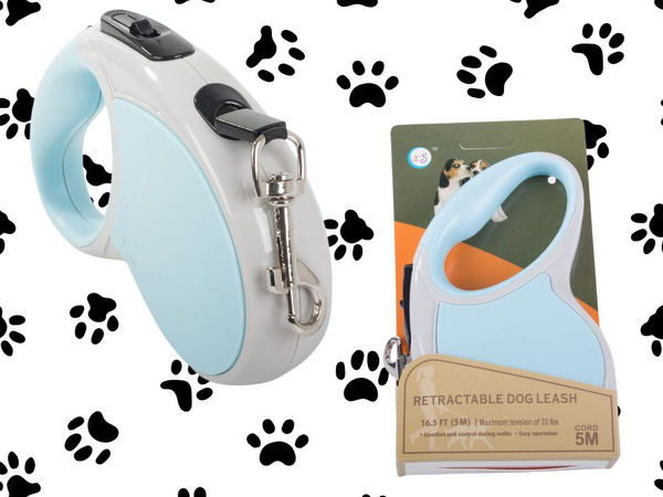 Laisse automatique 5m pour chien jusqu'à 15kg avec cadenas strong long
