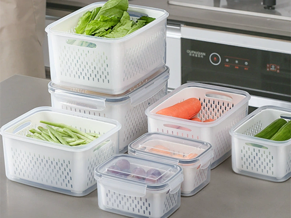 Recipiente pentru alimente de bucătărie cu coș recipient cu sigiliu 4 piese