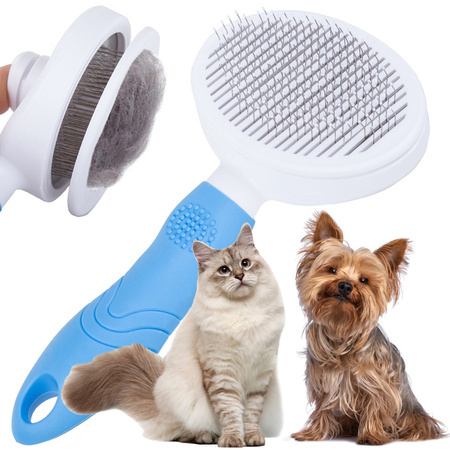 Self-cleaning hair brush for dogs cats