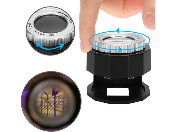 Jeweller's loupe microscope 30x 3 led uv cartridge