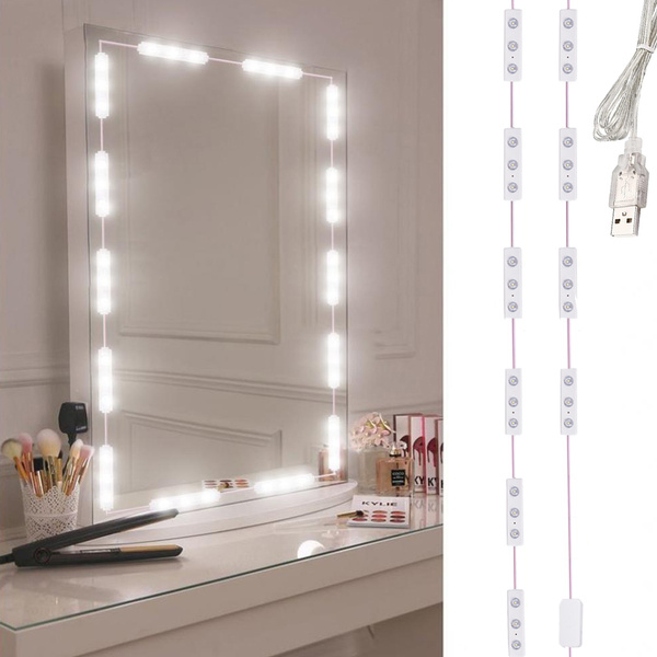 Led dressing table mirror lights make-up set 10 pcs usb 3 colours of light