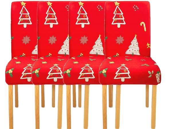 Vianočný poťah na stoličku, dekoratívny, univerzálny, Santa Claus, s gumičkou