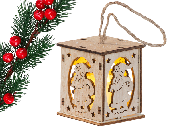 Hölzerne hängende weihnachtsbaumlaterne beleuchtung weihnachtsdekoration mickey