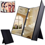 Folding mirror with cosmetic stand for make-up, led lighted