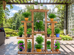 Flower pot high standing wooden flower bed 3 tier bookcase