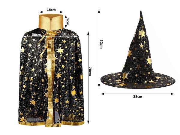 Déguisement de sorcier costume halloween cape chapeau
