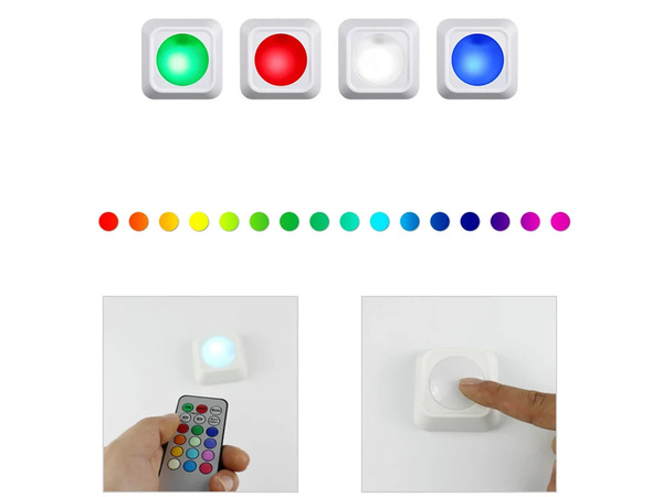 Belaidis rgb vadovaujama naktinė šviesa nuotolinio valdymo pultas 2 vnt.