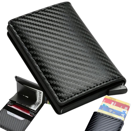 Men's rfid anti-theft wallet black for cards banknotes eco leather