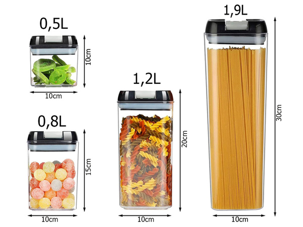 Konyhai tárolók ételekhez tészta tároló tömítéssel 5 darabos szett