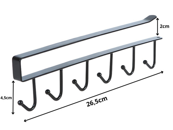 Estante colgante de cocina metal negro 6 ganchos para utensilios ganchos