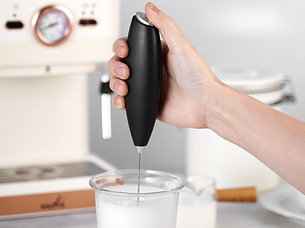 Espumador de leche para café, batidora manual, mini batidora eléctrica con soporte